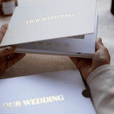 Animated view of the Our Wedding Video Book opening to reveal the built-in video screen